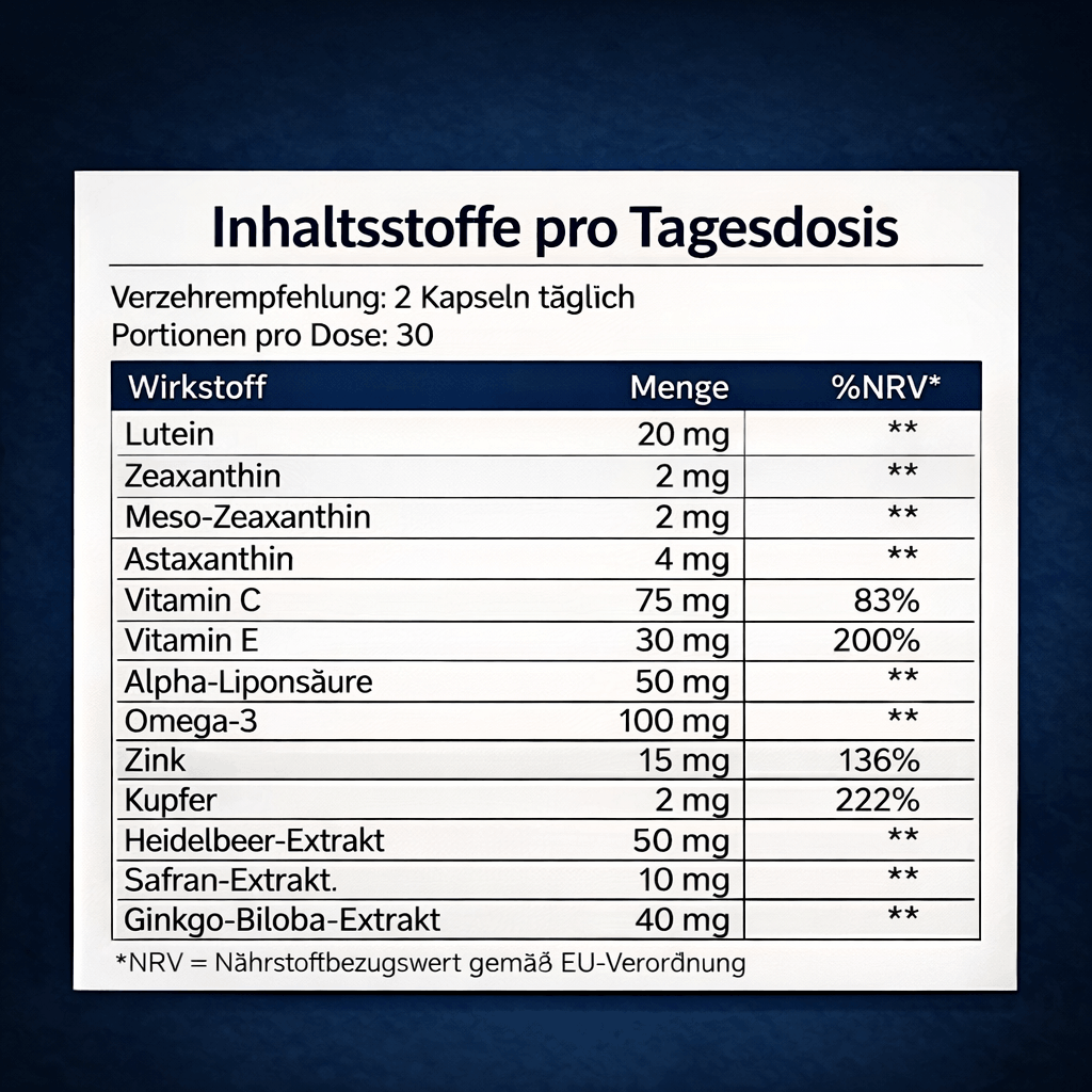 Vitaris 15-in-1 Fortschrittliche Formel für die Augen